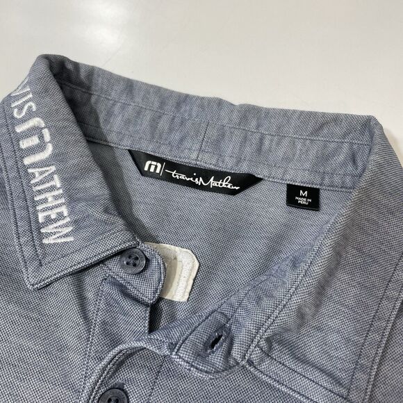 Travis Mathew Men’s Polo Shirt Blue Gray Golf Tour Embroidered Med - Picture 3 of 6